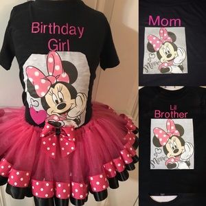 Minnie Mouse birthday tutu sets and shirts